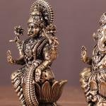 Pure Brass Superfine Small Ganesh Lakshmi Idol - 2.5" Tall